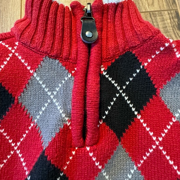Boys Argyle Patterned 3/4 Zip Pullover Sweater - Picture 5 of 6